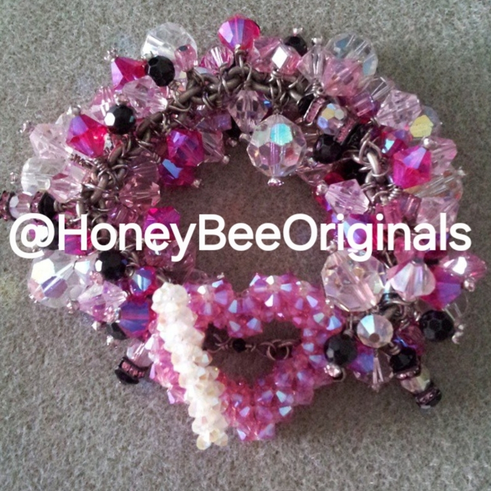 Swarovski Pink and Black Bracelet